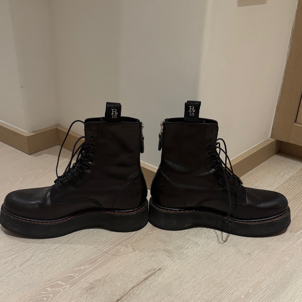R13 Black single stack leather boots - Picture 6 of 9